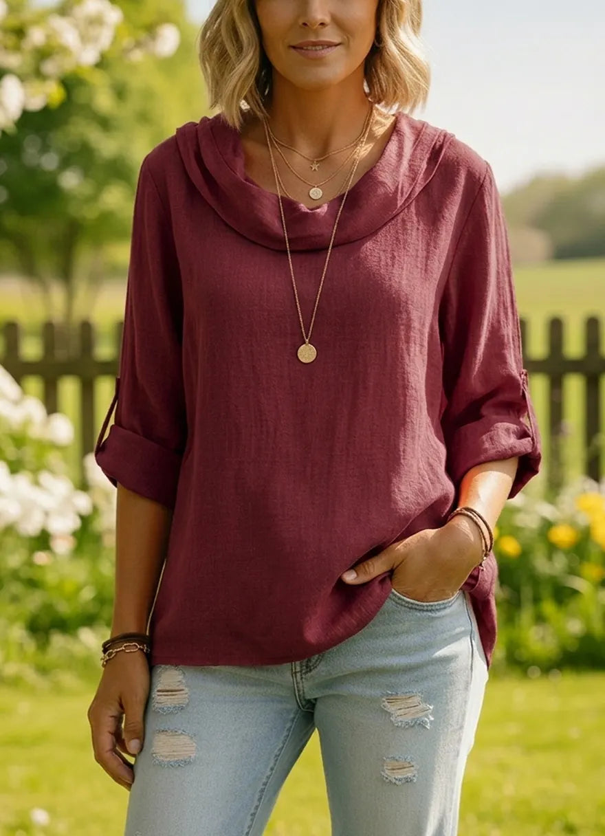 New Arrivals🔥 Linen Cotton Stacked Collar Top