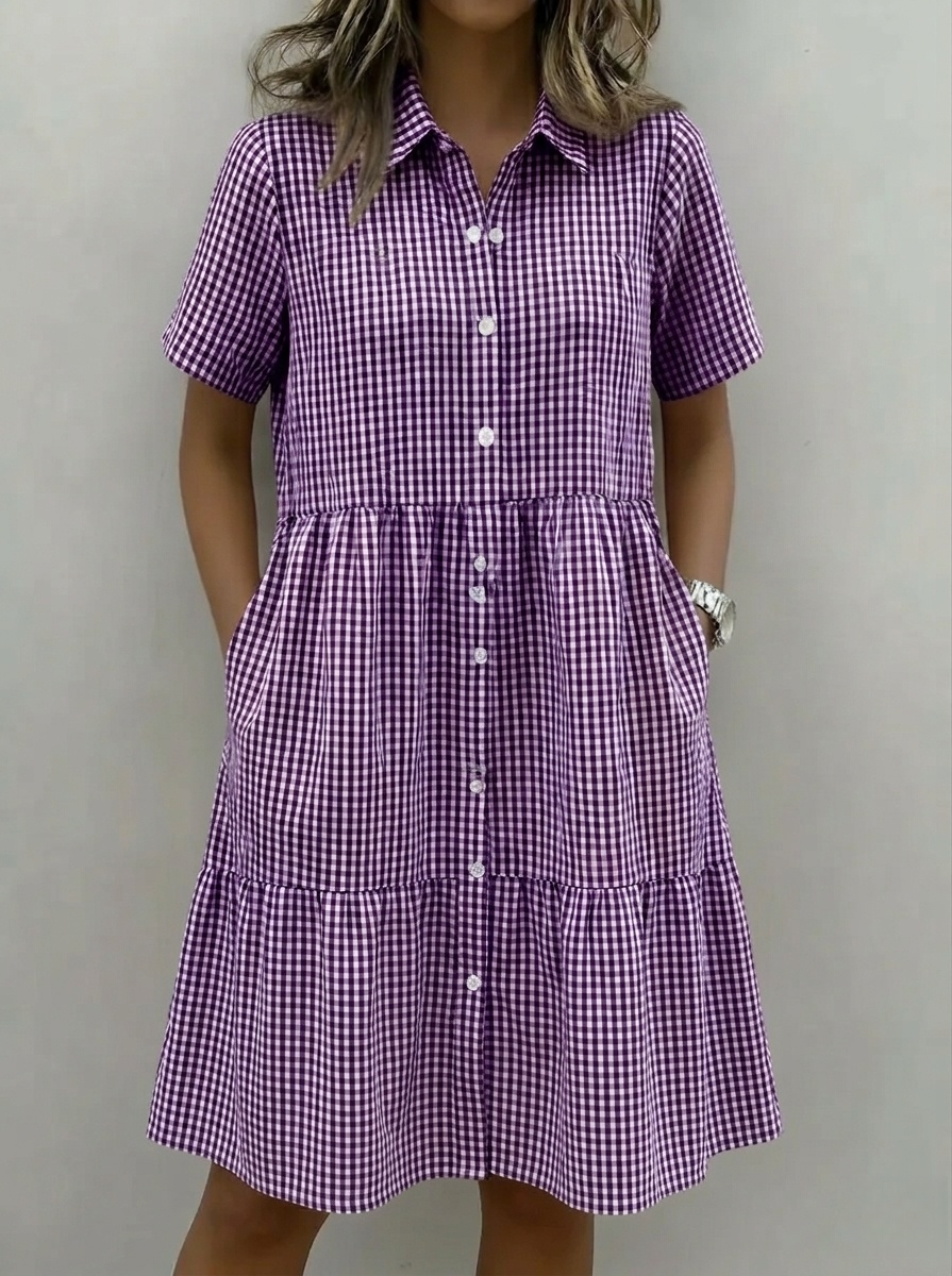 The Meadow Breeze Gingham Shirt Dress
