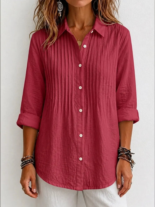 CLEARANCE SALE🔥 Pleated Linen-Blend Blouse