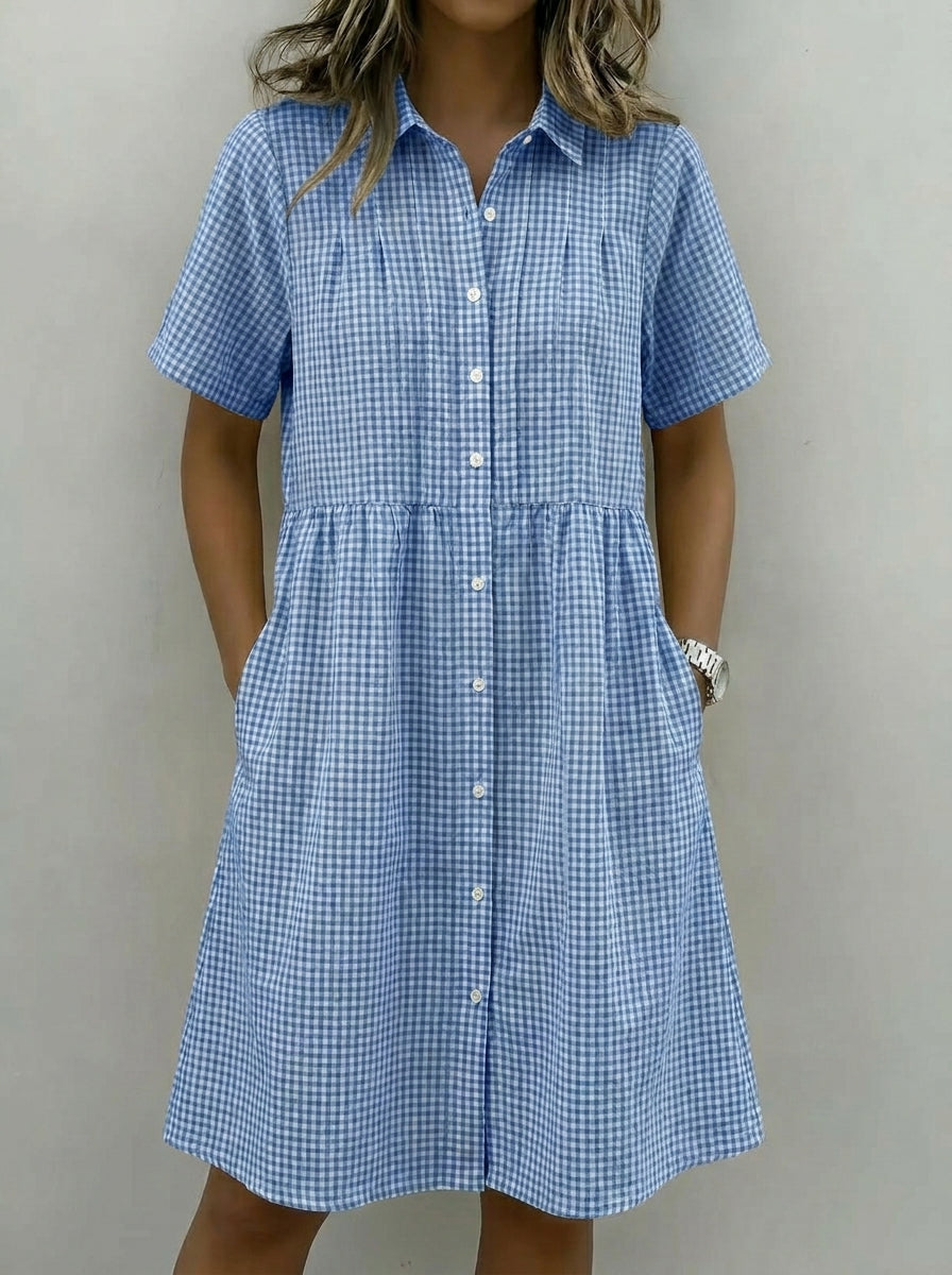 The Meadow Breeze Gingham Shirt Dress