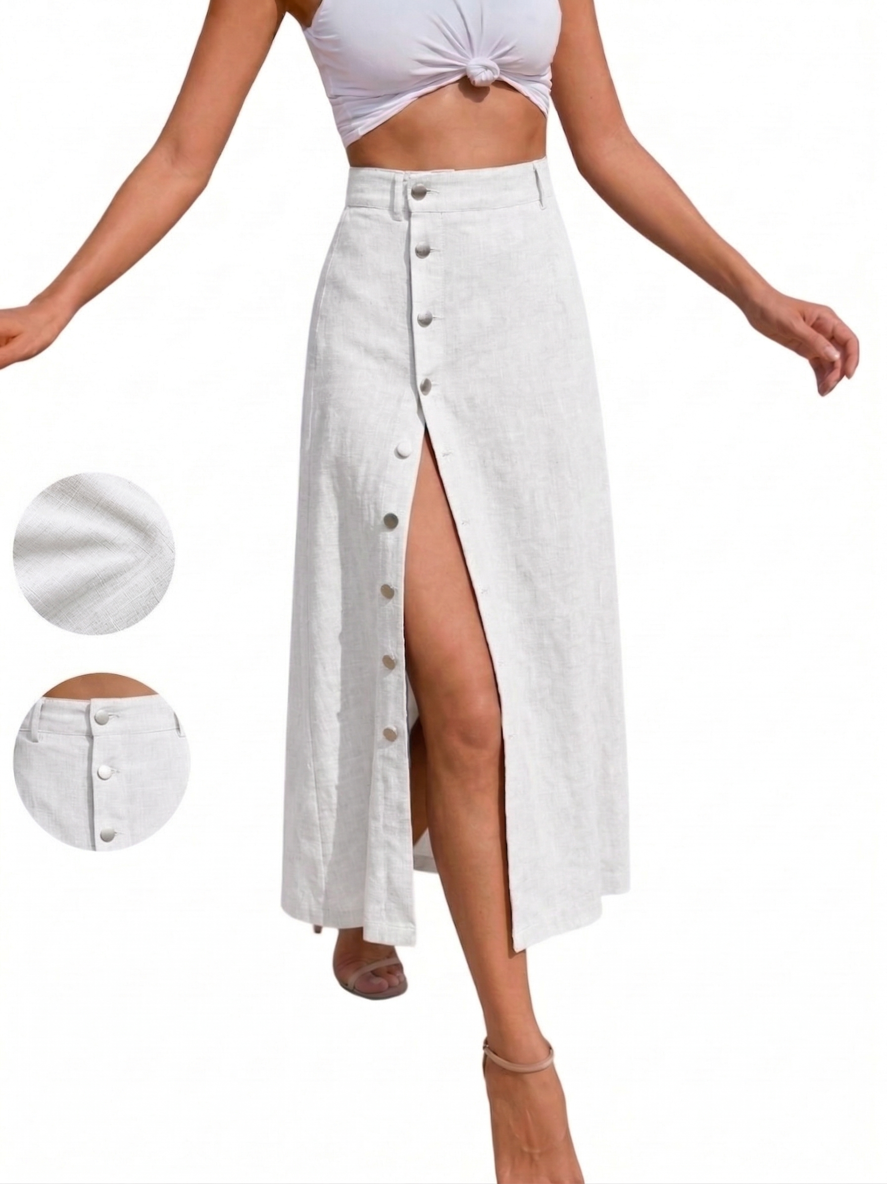 New Arrivals🔥 Women's Button Cotton and linen dress Ladies Bottoms for All Seasons
