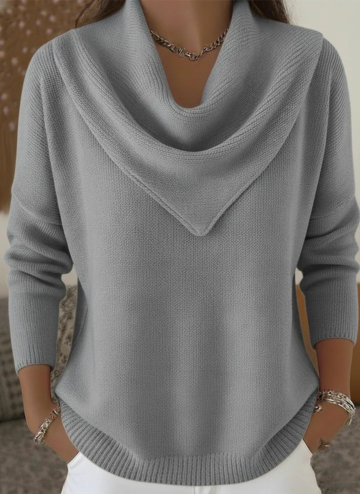 CLEARANCE SALE🔥 Elegant Retro Soft Triangle Neck Solid Color Sweater Top