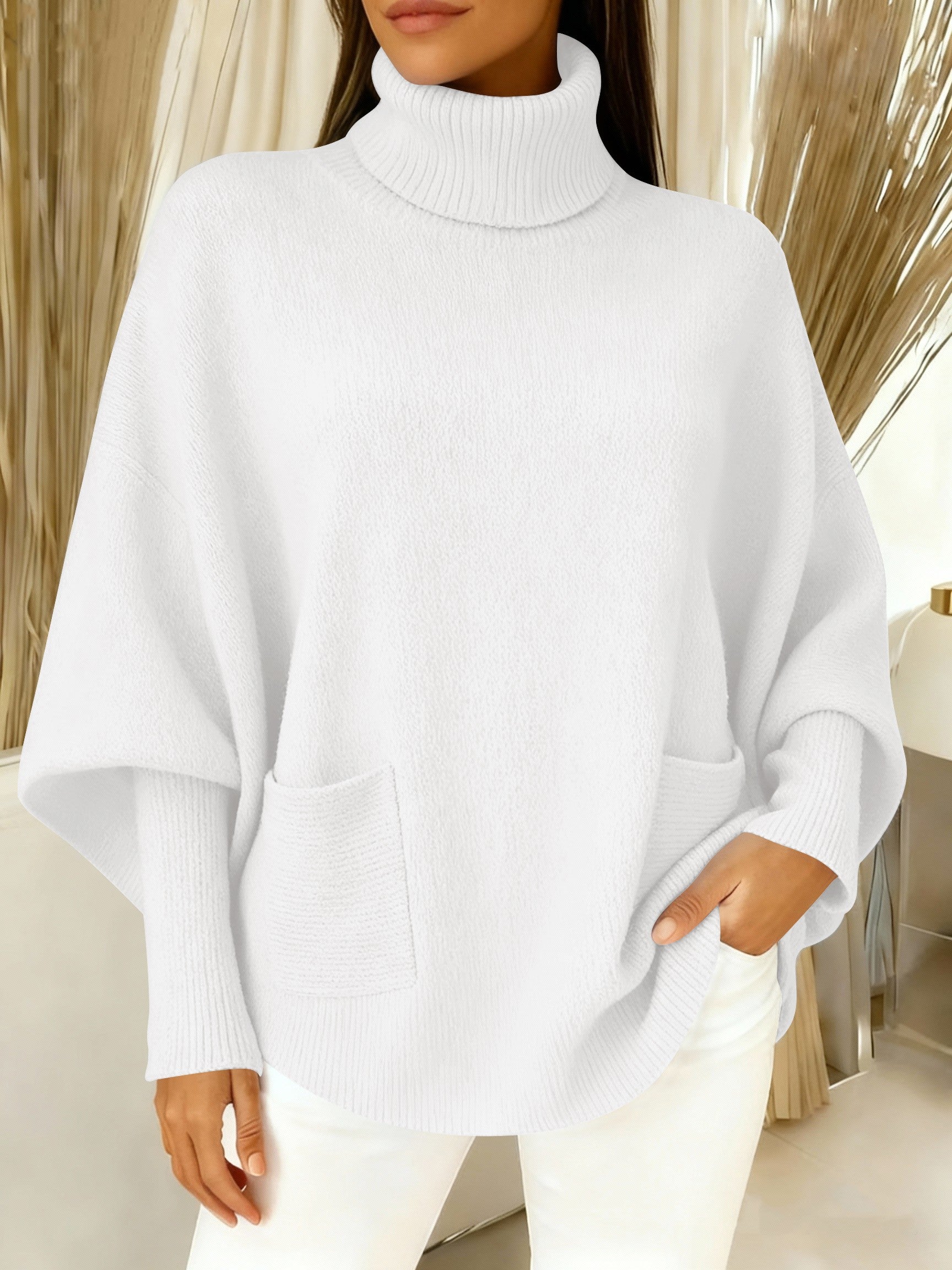 🎄 New Arrivals🔥 Women's Fashionable Casual Solid-Color High-Neck Sweater
