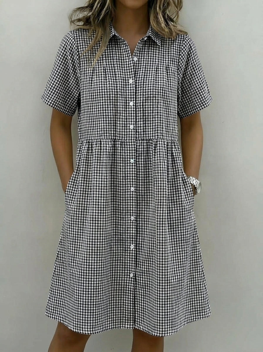 The Meadow Breeze Gingham Shirt Dress