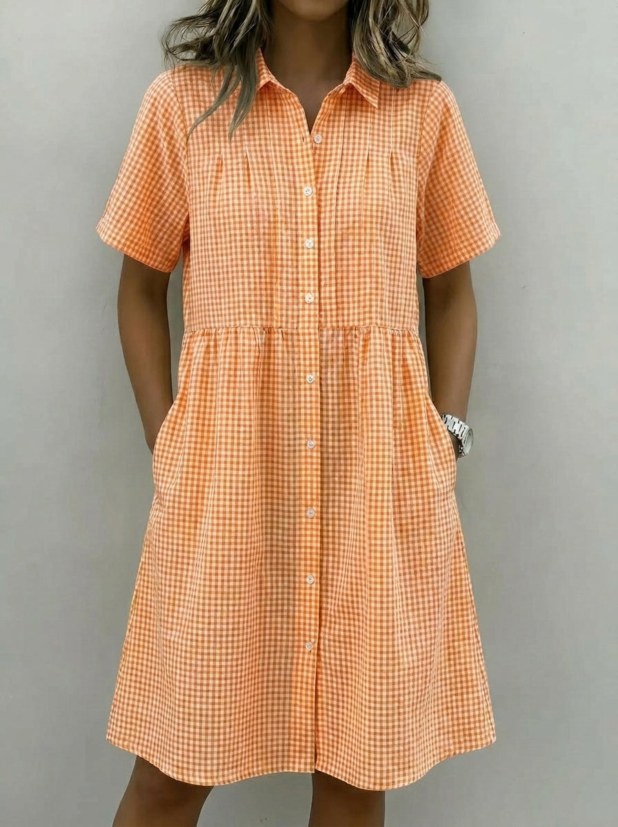The Meadow Breeze Gingham Shirt Dress