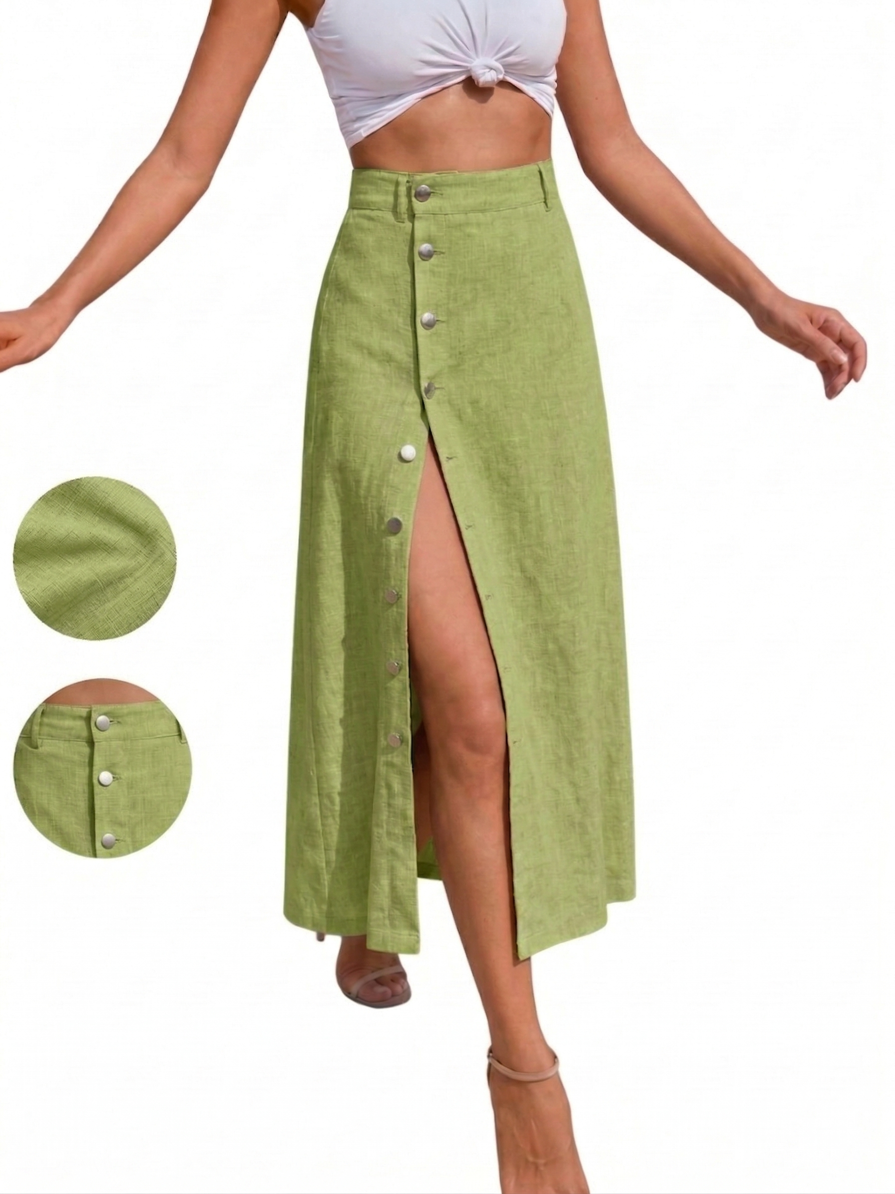 New Arrivals🔥 Women's Button Cotton and linen dress Ladies Bottoms for All Seasons
