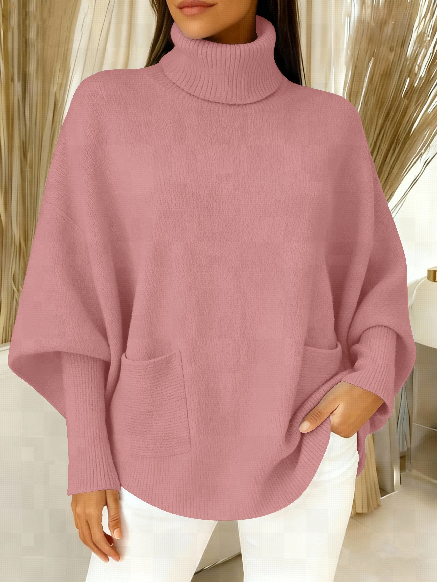 🎄 New Arrivals🔥 Women's Fashionable Casual Solid-Color High-Neck Sweater