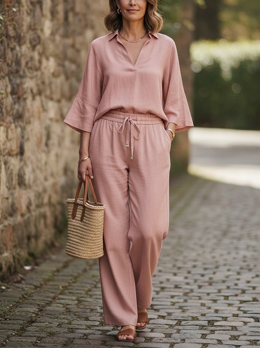 New Arrivals🔥 Breathable V-Neck Tunic & Wide-Leg Pant Co-ord