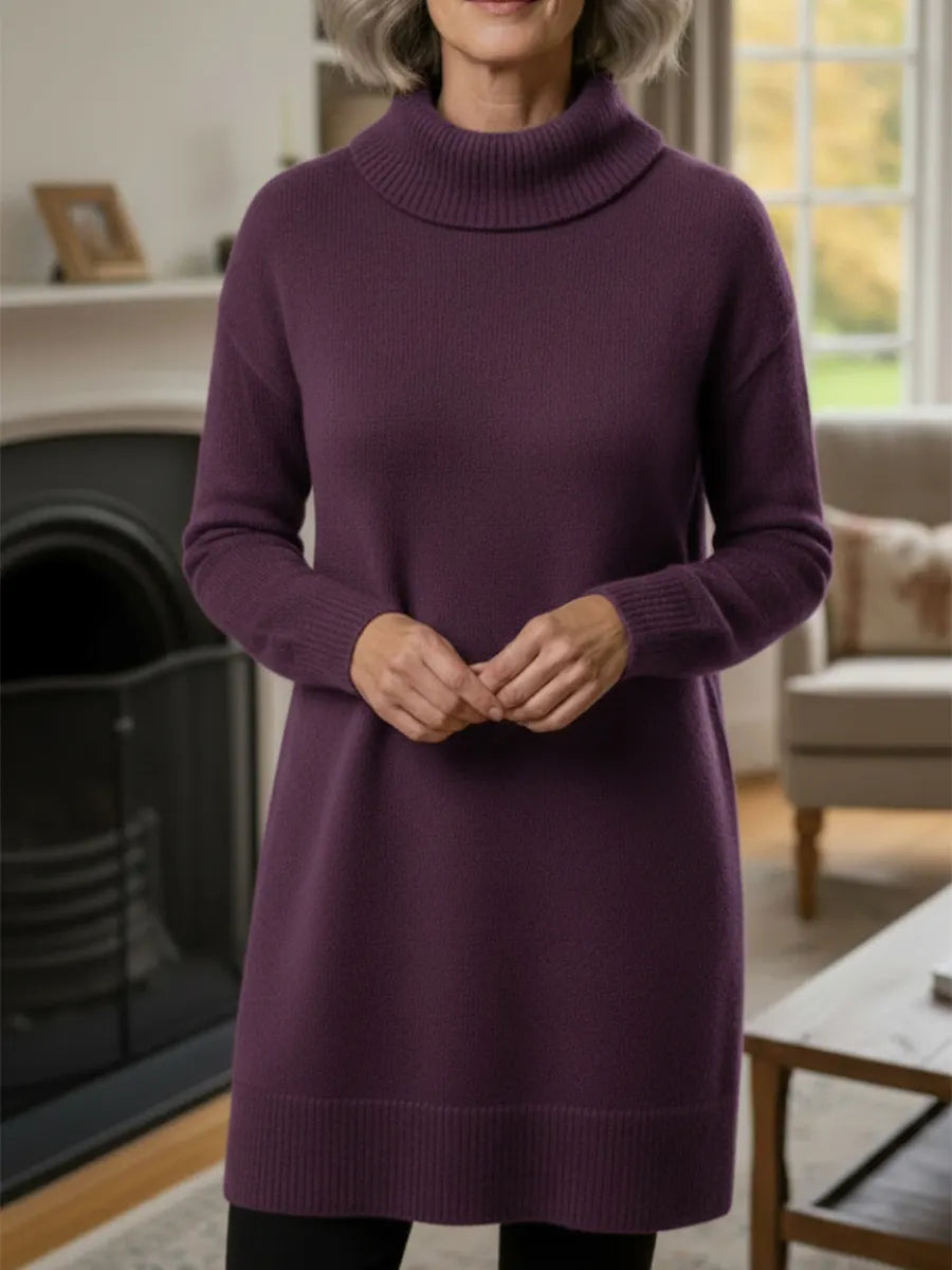New Arrivals🔥 Women's Elegant Cowl Neck Soft Knit Long Sleeve Tunic Top - Relaxed Fit Fall Winter Pullover