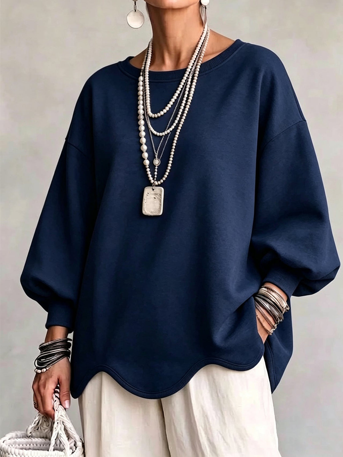 Oversized Sweatshirt With A Wavy Hem