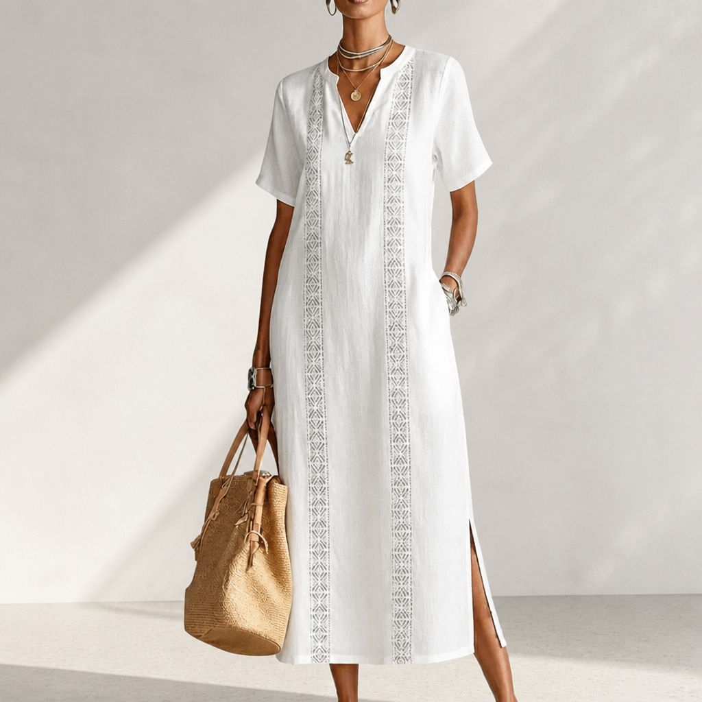 Boho Chic Embroidered V-Neck Midi Dress – Effortless Elegance for Every Occasion