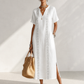 Boho Chic Embroidered V-Neck Midi Dress – Effortless Elegance for Every Occasion