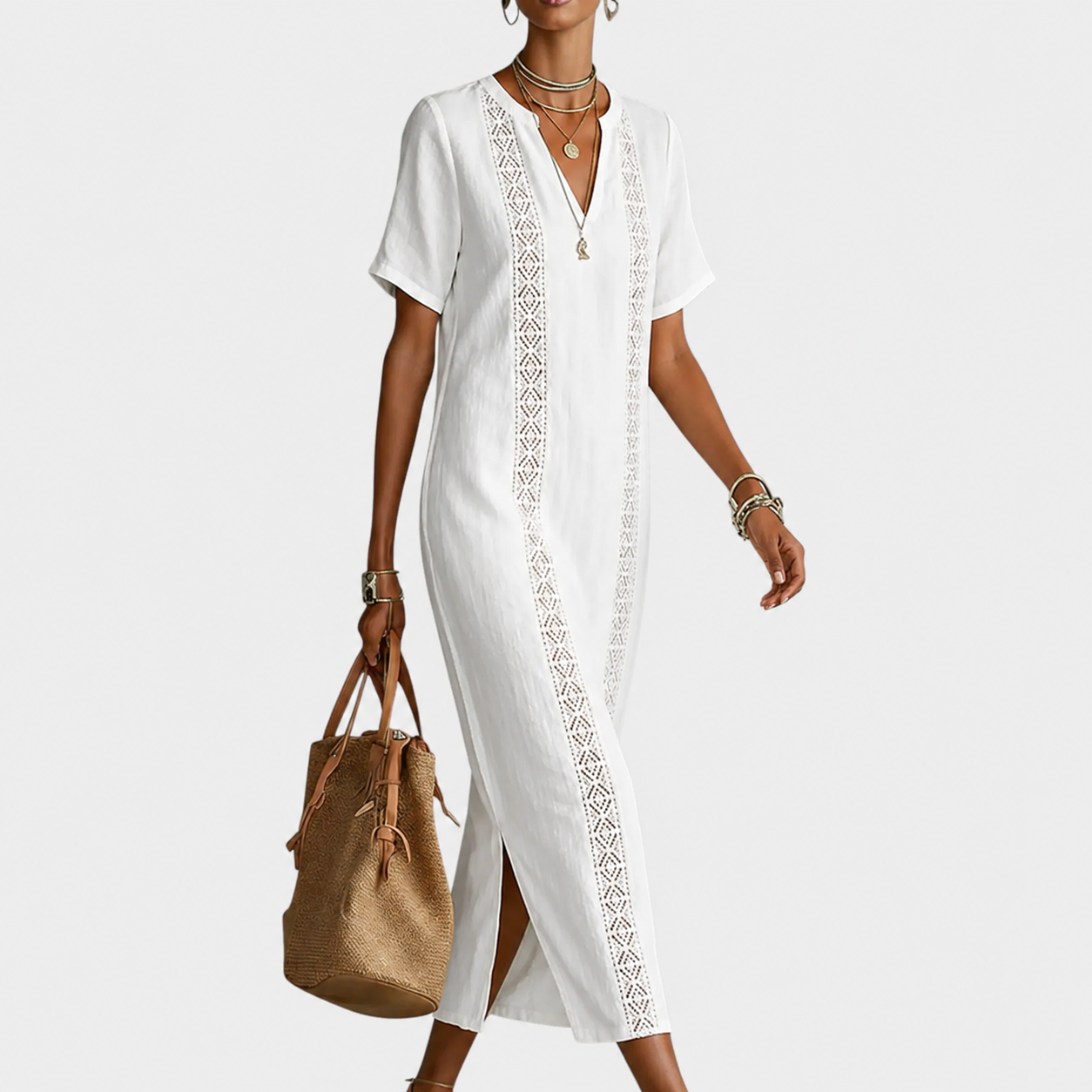 Boho Chic Embroidered V-Neck Midi Dress – Effortless Elegance for Every Occasion