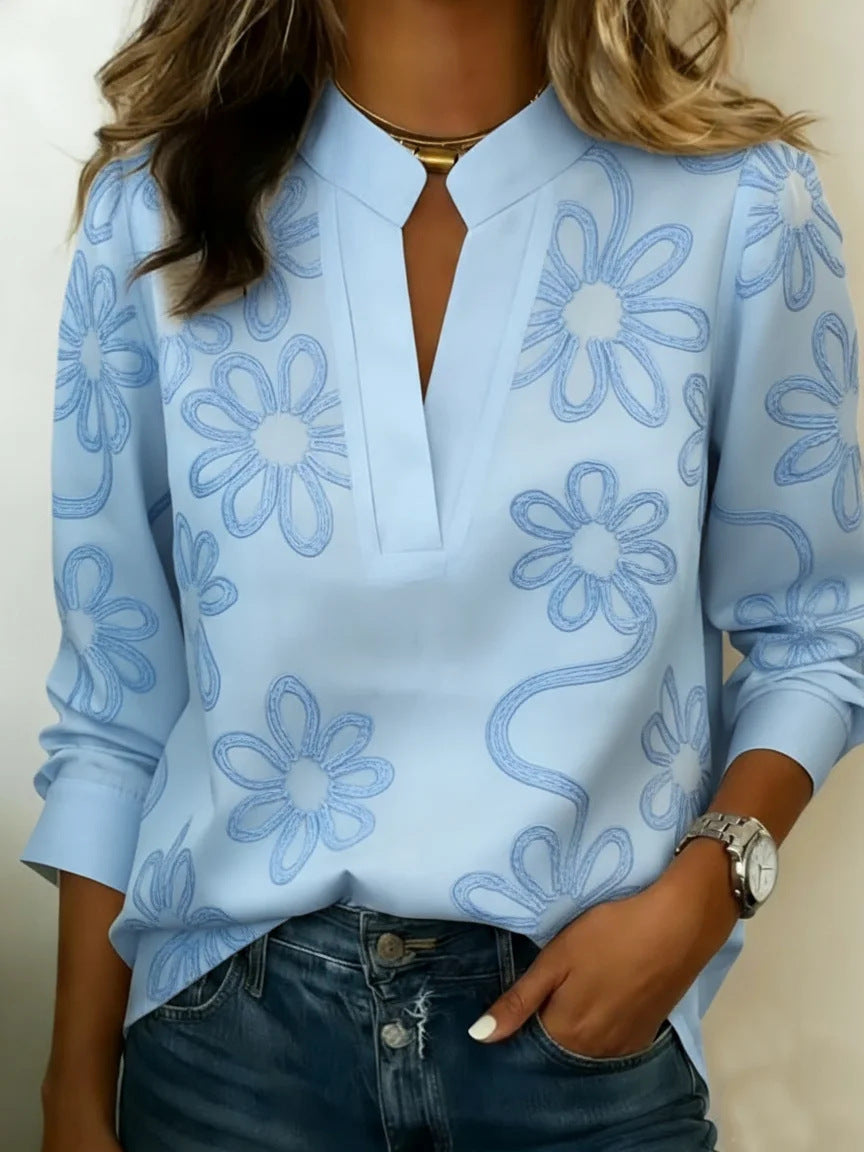 🔥 LIMITED TIME OFFER – 60% OFF TODAY ONLY  Minimalist V-neck Cotton Shirt Print Top