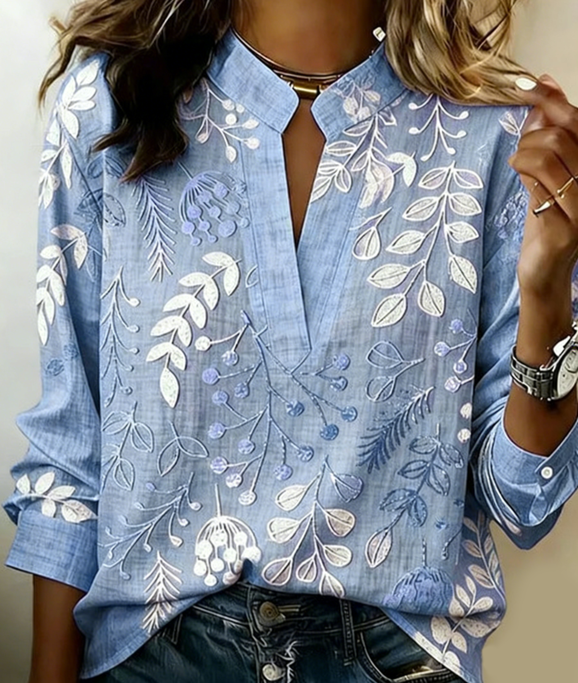 🔥 LIMITED TIME OFFER – 60% OFF TODAY ONLY  Minimalist V-neck Cotton Shirt Print Top