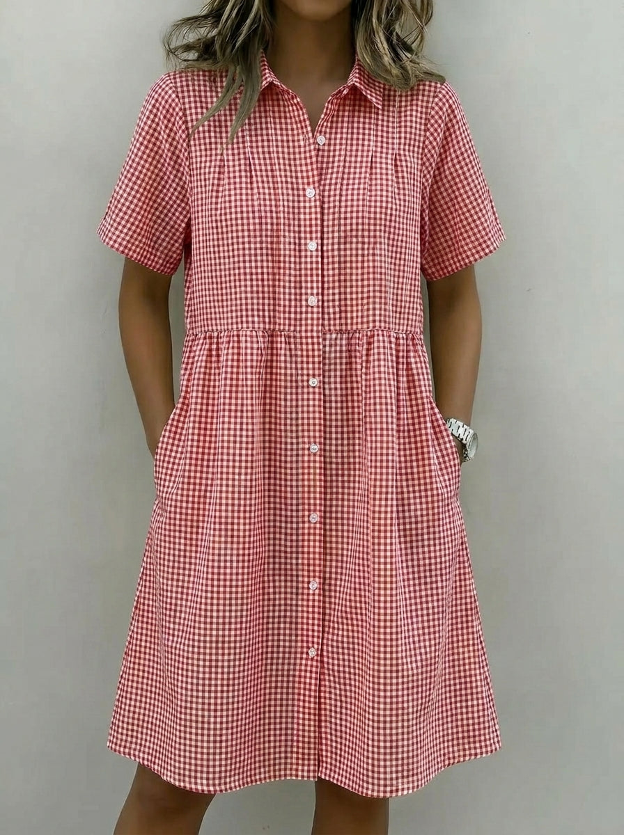 The Meadow Breeze Gingham Shirt Dress