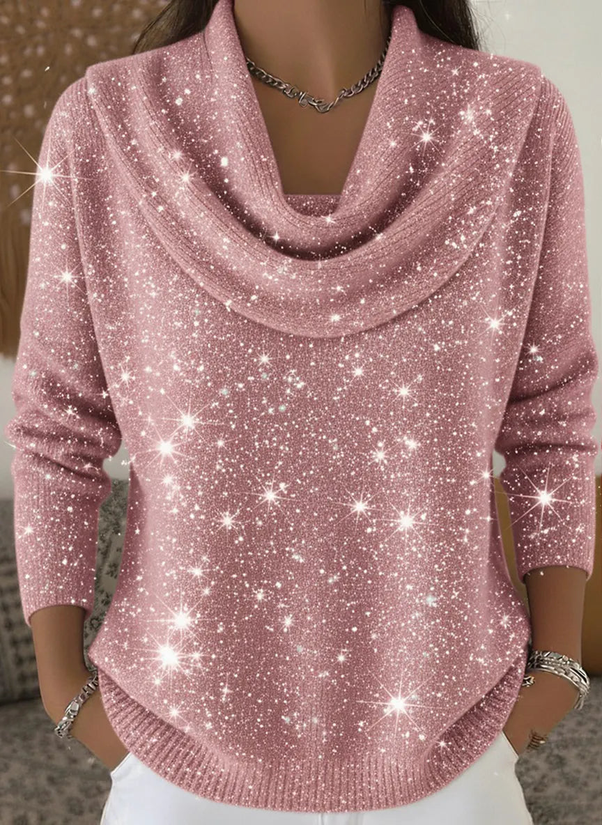 🎄 CLEARANCE SALE🔥 Women's Elegant Solid Color Loose Shiny Sweater