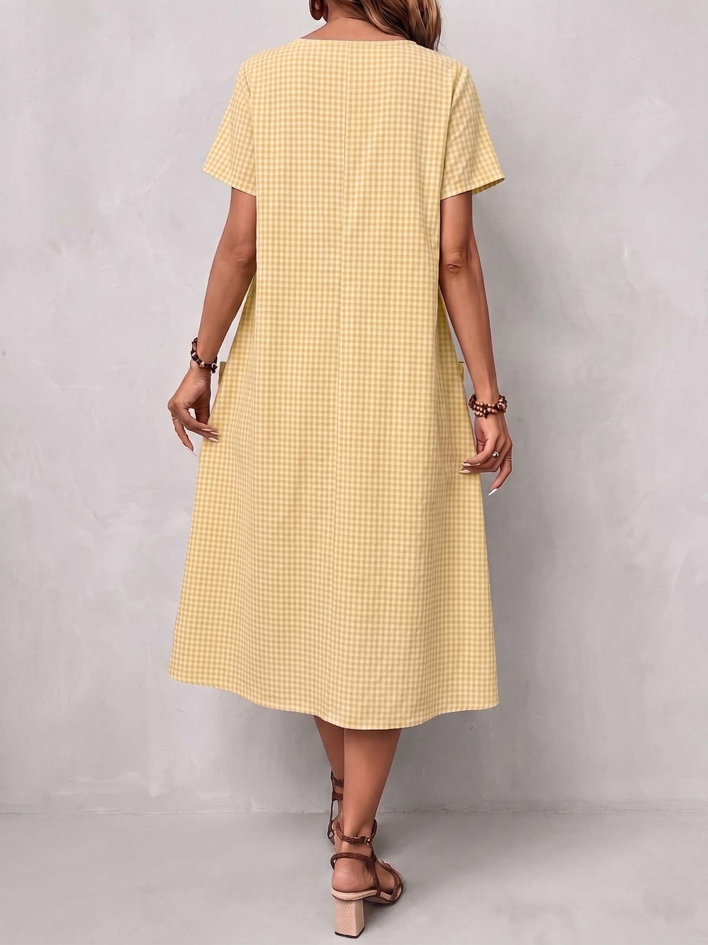 Gingham Meadow Midi Dress