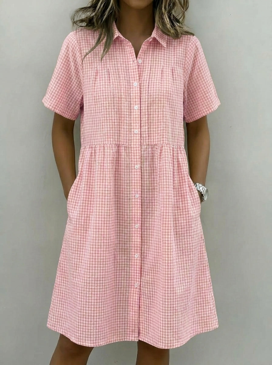 The Meadow Breeze Gingham Shirt Dress