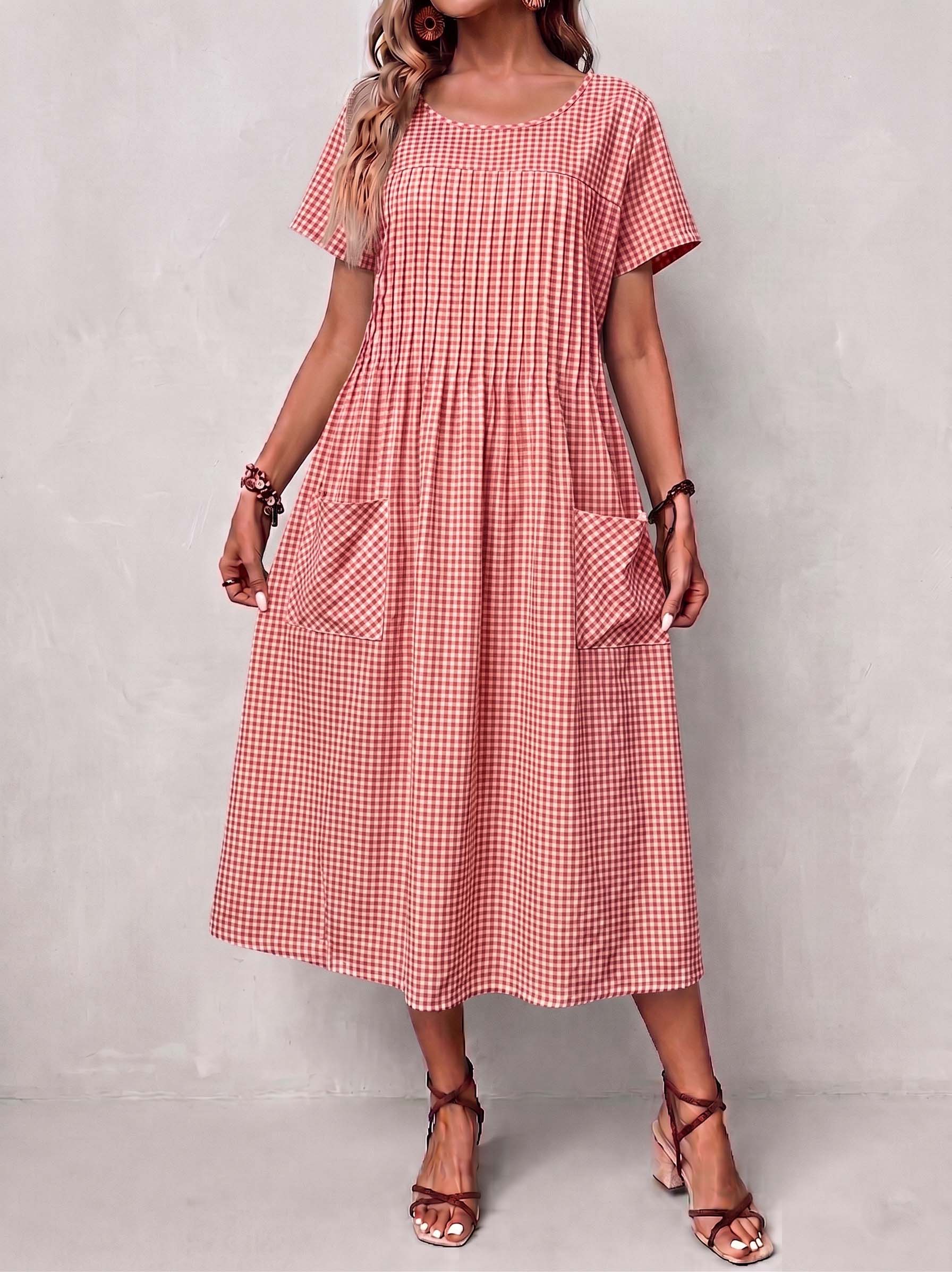 Gingham Meadow Midi Dress