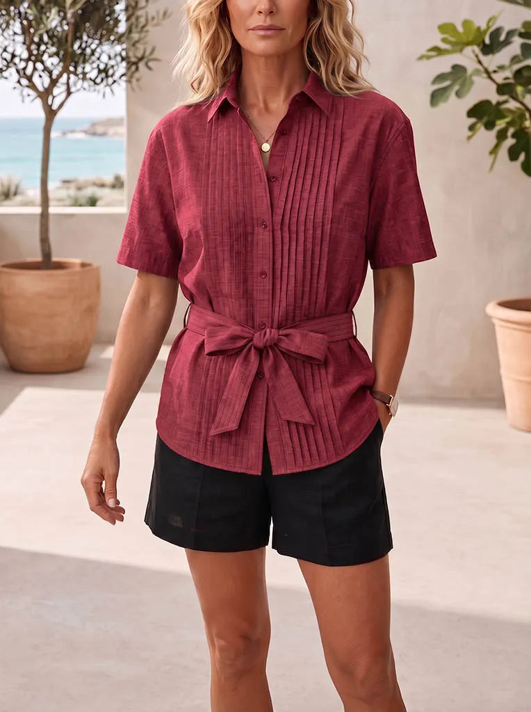The Heritage Pleated Waist-Tie Blouse