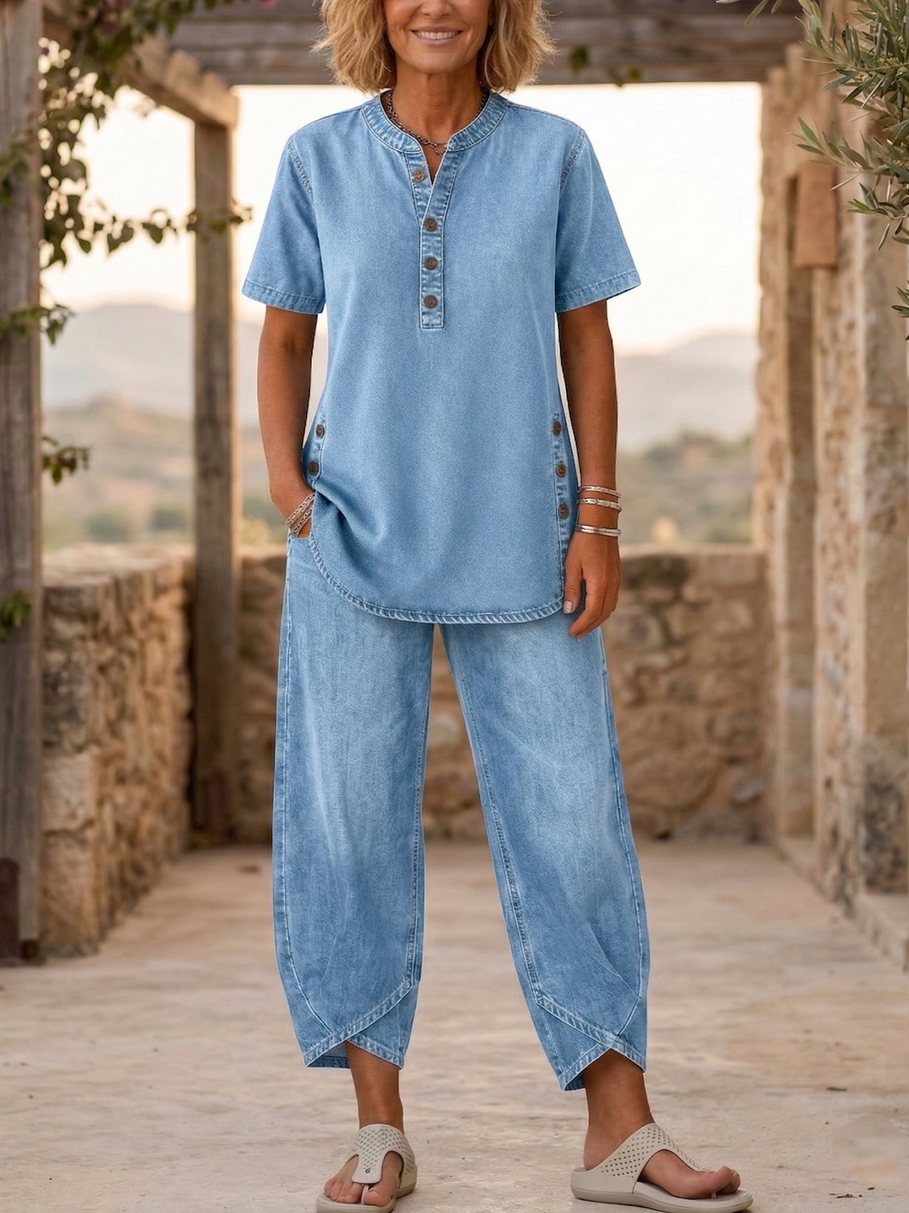 New Arrivals🔥 Short-sleeve denim Two-piece set