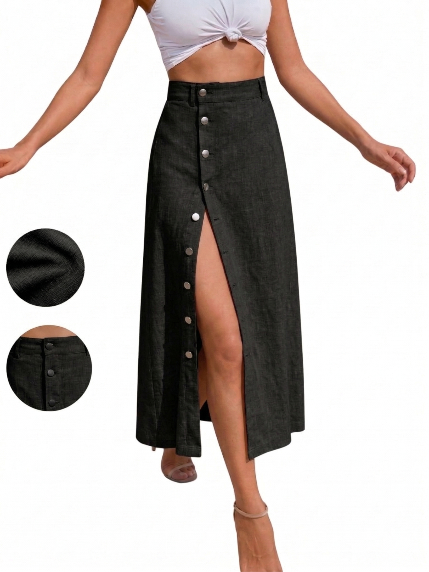 New Arrivals🔥 Women's Button Cotton and linen dress Ladies Bottoms for All Seasons