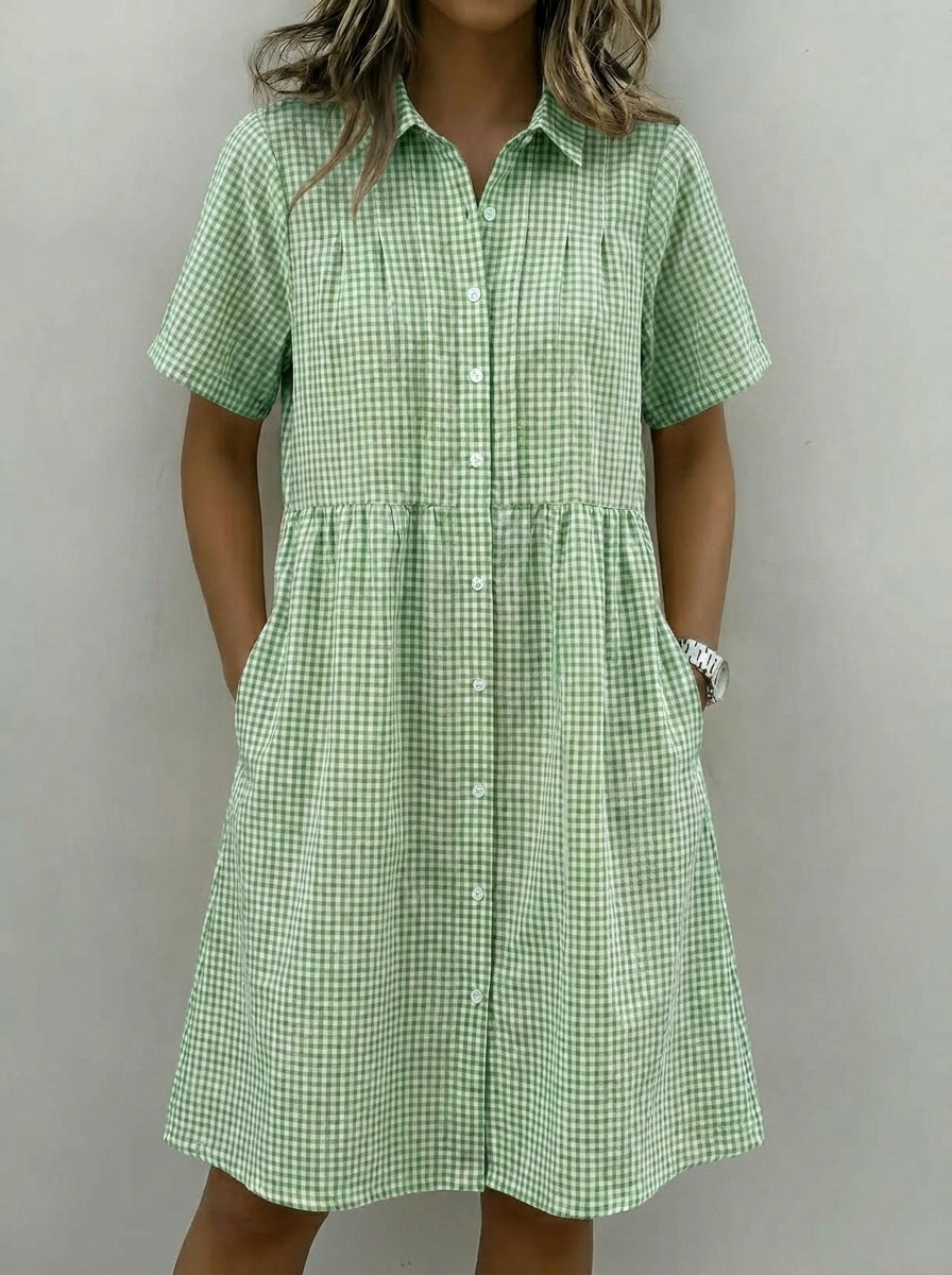 The Meadow Breeze Gingham Shirt Dress