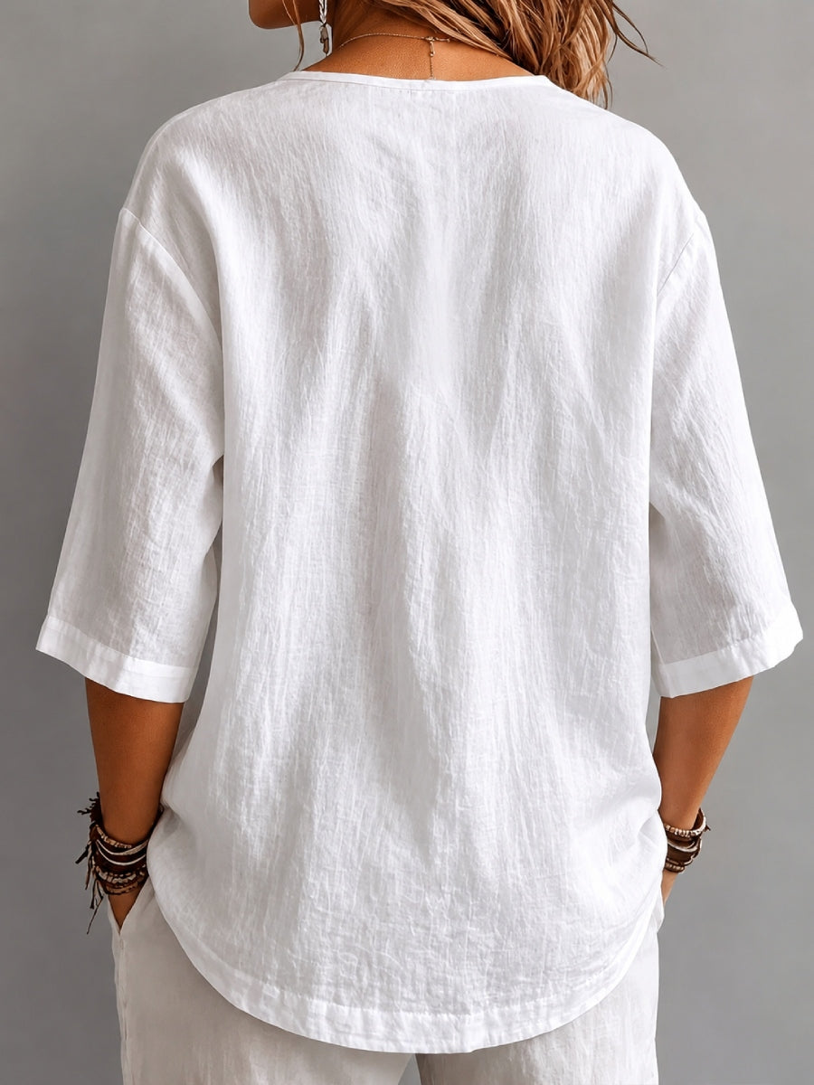 CLEARANCE SALE🔥 Effortless Pleated Cotton-Linen Blouse