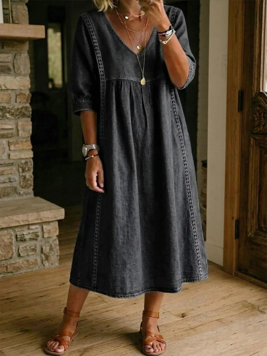 New Arrivals🔥 Women’s Vintage Lace Trim Denim Dress
