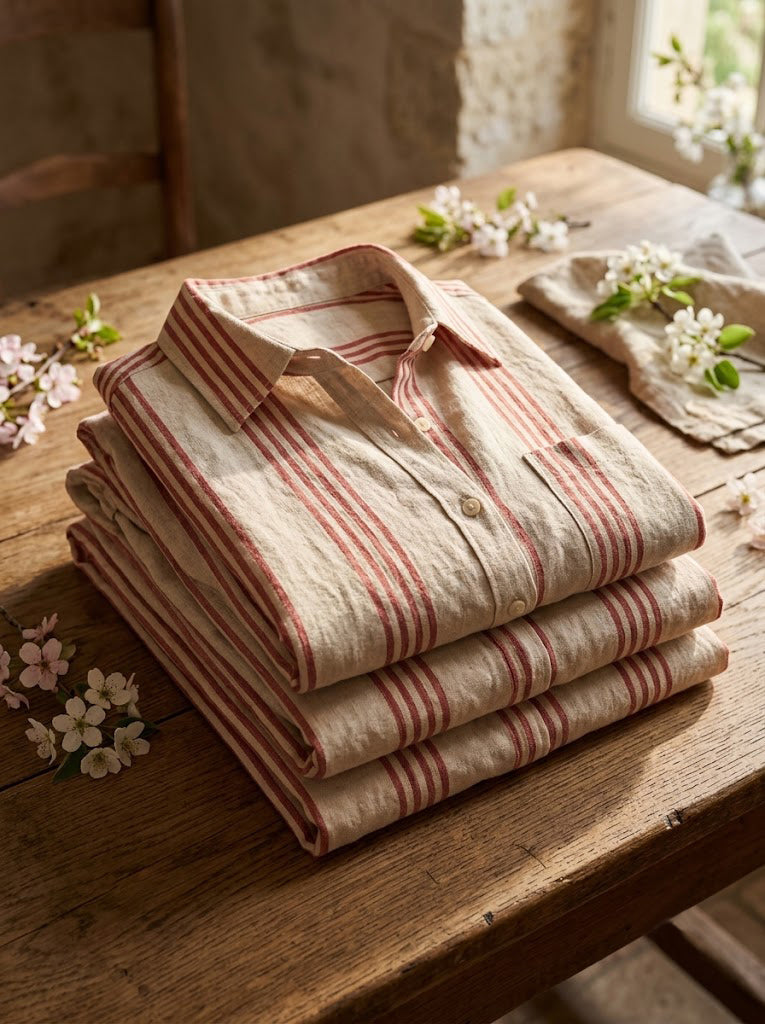Linen Blend Striped Set