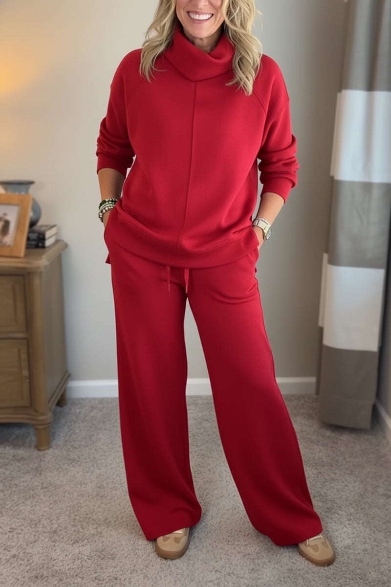 New Arrivals🔥 Cozy Travel Cowl Neck Sweatshirt and Pant 2 Piece Sets
