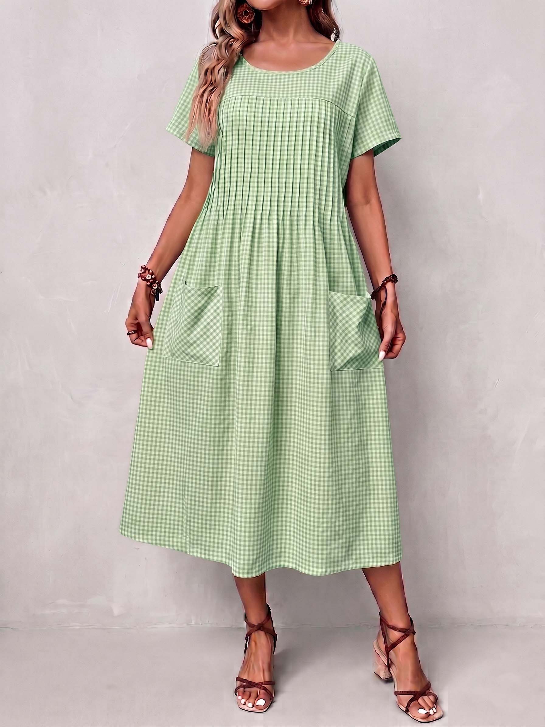Gingham Meadow Midi Dress